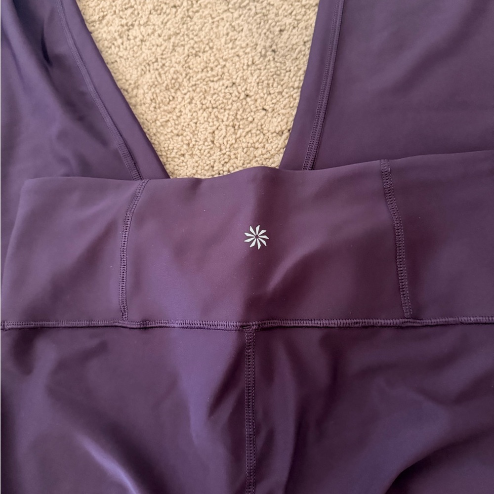 Athleta Purple Leggings with Reflective Logo